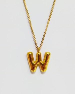 COLLAR GLOBO ACERO LETRA "W" $150