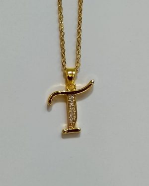 COLLAR ACERO INOXIDABLE "T" CON PIEDRAS $150