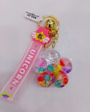LLAVERO DE CORAZON DE CRISTAL CON FLORES DENTRO $95