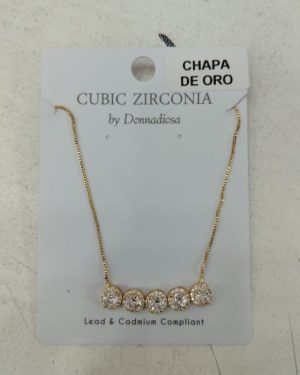 COLLAR CON 4 PIEDRAS DE CHAPA DE ORO CON ZIRCONIA DORADO MOD: N1610 $245