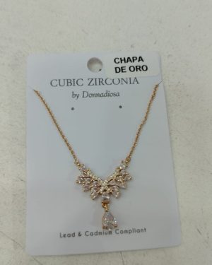 COLLAR ELEGANTE DE CHAPA DE ORO CON ZIRCONIA EN PLATEADO/DORADO MOD: N1395 $199
