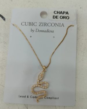 COLLAR SERPIENTE CHAPA DE ORO CON ZIRCONIA PLATEADO/DORADO MOD: N-1582 $145