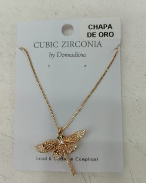 COLLAR LIBELULA GRANDE DE CHAPA DE ORO CON ZIRCONIA EN PLATEADO/DORADO MOD: N-1546 $245
