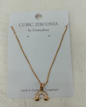 COLLAR DE ARCOIRIS EN PLATEADO/DORADO CHAPA DE ORO CON ZIRCONIA MOD: N-23170 $145