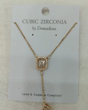 COLLAR DE DOS GOTAS PLATEADO/DORADO CHAPA DE ORO CON ZIRCONIA MOD: N-1331 $199