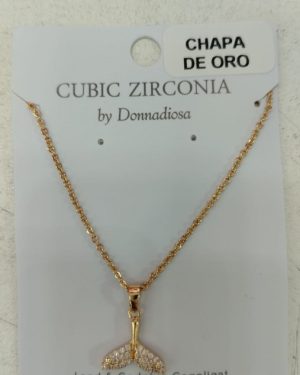 COLLAR DE COLA DE SIRENA CHAPA DE ORO CON ZIRCONIA PLATEADO/DORADO MOD: N-1361 $169