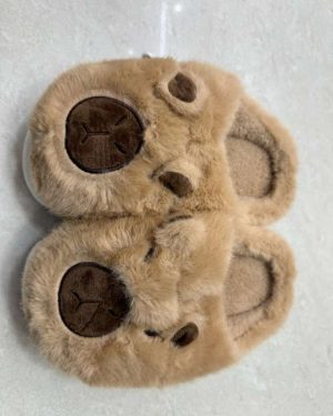 PANTUFLAS DE CAPIBARA CAFE CON SUELA BLANCA