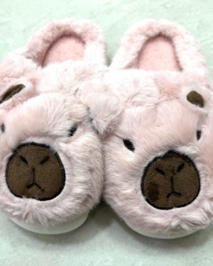 PANTUFLAS DE CAPIBARA ROSA CON SUELA BLANCA $399