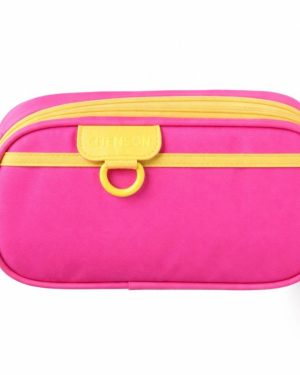LAPICERA CHENSO COLOR ROSA FUERTE CON AMARILLO CON DOS COMPARTIMENTOS $245