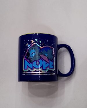 TAZA MEDIANA DE STITCH COLOR AZUL CON AMARILLO $295