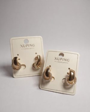 ARETE DORADO ROSE GOLD HEBILLA CON DIAMANTES XUPING $189