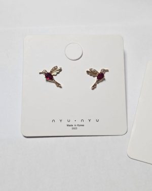 ARETE COLIBRI CON DIAMANTE ROJO $95