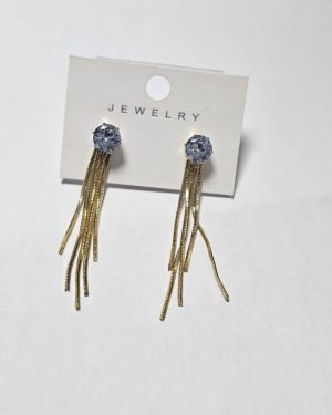 ARETE CON DIAMANTE Y TIRAS CHAPA DE ORO $169
